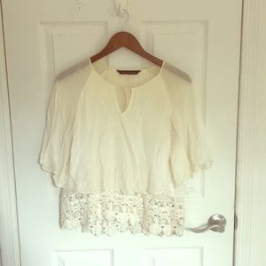 Zara Cream Cotton Blouse - Medium